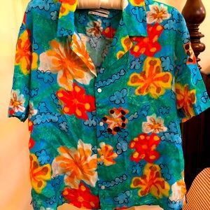 flower and cloud print shirt